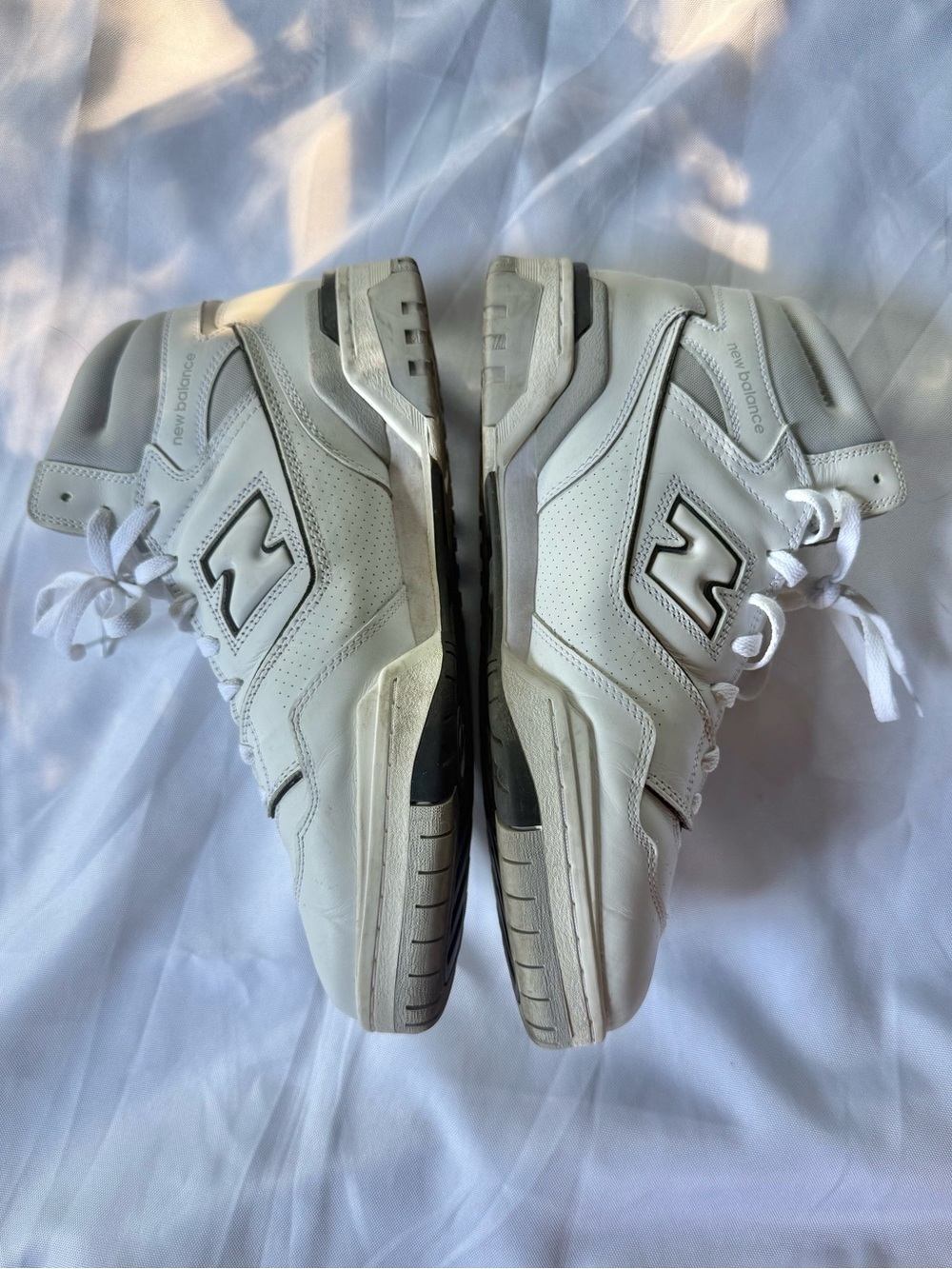 New Balance 650 White Leather Sneakers with Gray Accents